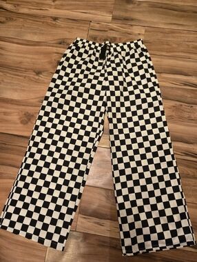 Birdie Black and White Checkered Wide Leg Pants